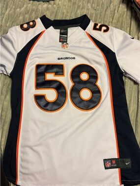 Nike Denver Broncos #58 Von Miller White, Navy & Orange Football Jersey
